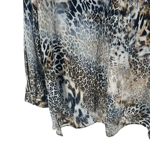 Chicos Shirt Womens XXL Brown Animal Print Zebra Cheetah Popover Tunic Top - Picture 13 of 16